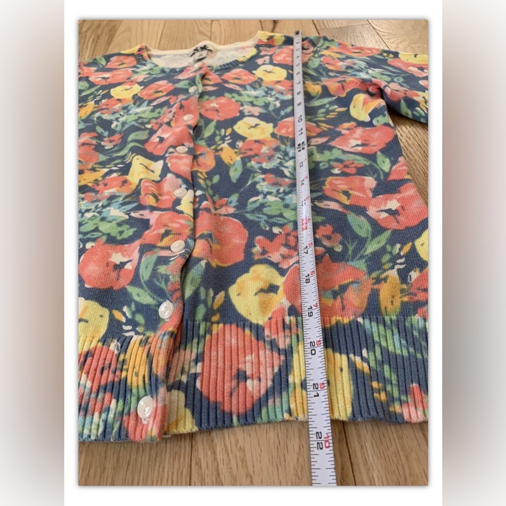 Womens L.L.Bean Sweater Cardigan Button Down Floral 100% Supima Cotton Size XS - Picture 7 of 9